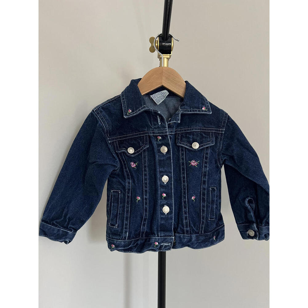 Vintage 90s Baby Paris Floral Embroidered Denim Jacket, 100% Cotton
